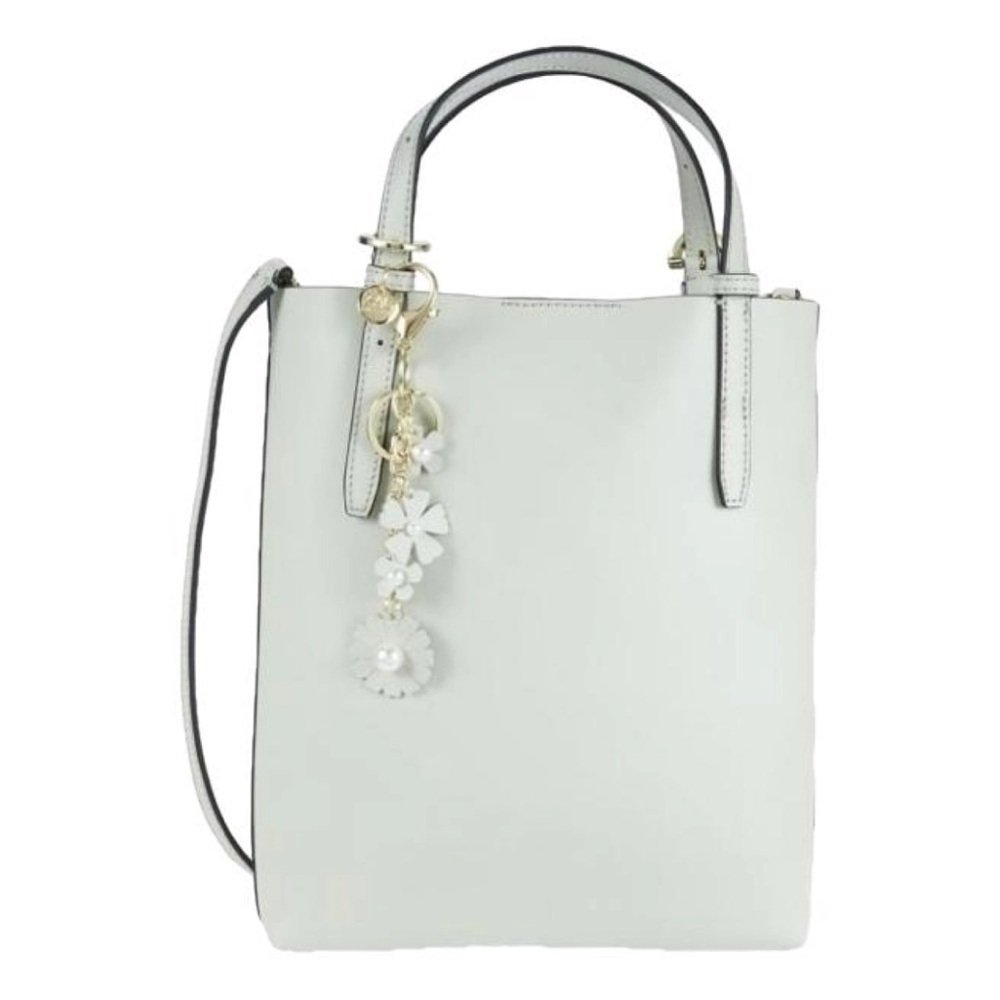 ZAC POSEN Leather Tote with Floral Accent
